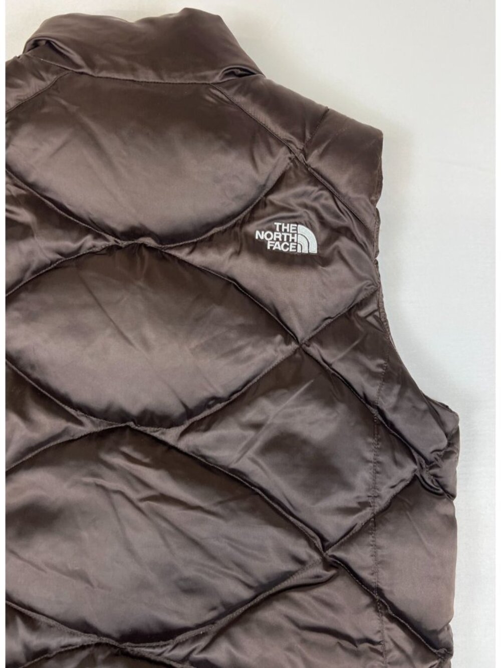 The North Face Women M Brown 550-Down Puffer Vest Diamond Quilted Aconcagua - Picture 10 of 12